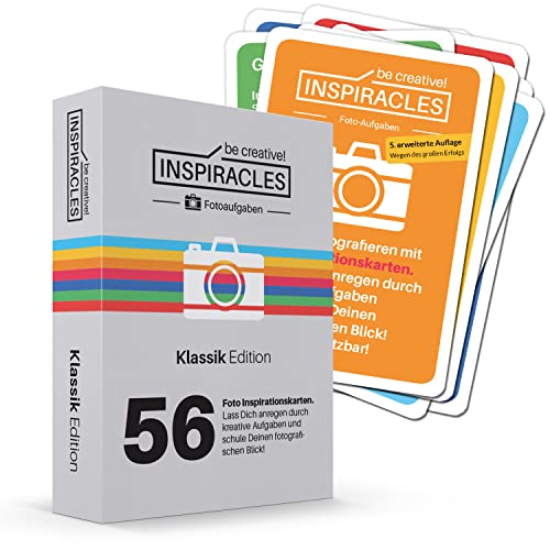 Inspiracles Fotoaufgaben – Fotografieren für Einsteiger, Inspiration & Fotografieren Lernen mit 52 Foto Aufgaben & 10 Spickzettel, Fotografie Zubehör und Gadget für Hobbyfotografen (Version mit Box)
