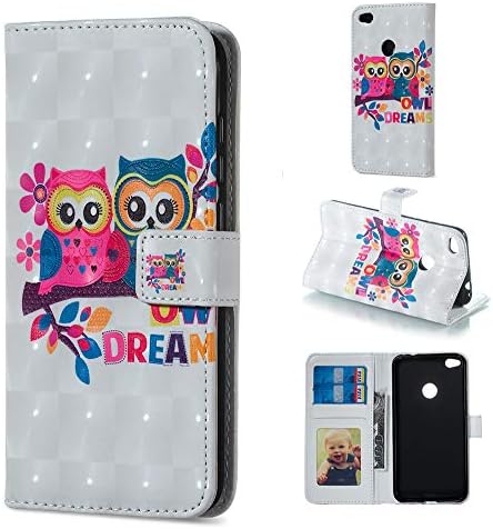 BestCatgift P8 Lite PU Leather Folio Flip Cover [3D Relief Pattern ][Kickstand] For Huawei P8 Lite 2017/P9 Lite 2017/Honor 8 Lite/Nova Lite/GR3 Magnetic Wallet Case - Lover Owl