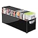 mDesign Plastic Video Game and DVD Storage Organizer - Game and Movie Disc Holder Bin with Handles for Home Media Console Stand and Closet Shelf - Ligne Collection - Black