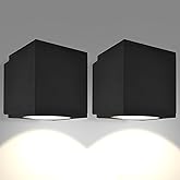 LUXRITE LED Up or Down Outdoor Cube Wall Light, Modern Black Wall ...