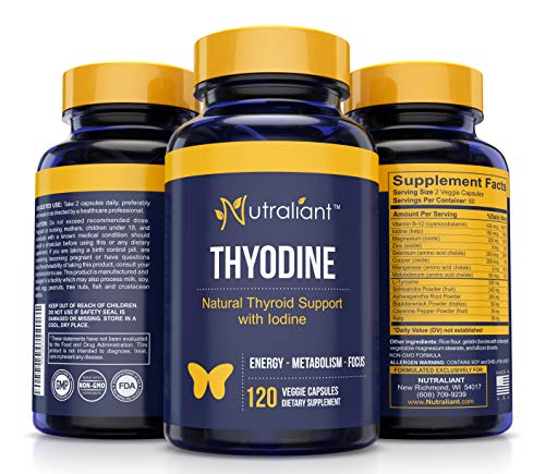 #1 Thyroid Support Supplement w/Iodine, Vitamin B12, Magnesium, Selenium, L-Tyrosine, Ashwagandha, Bladderwrack + Supports Energy, Metabolism & Brain Function - 2X The Amount @ 120 Veggie Capsules