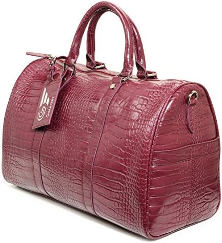 Travel Tote - Overnighter bag Flight Bag All Purpose Duffle, Runway Burgundy Croc