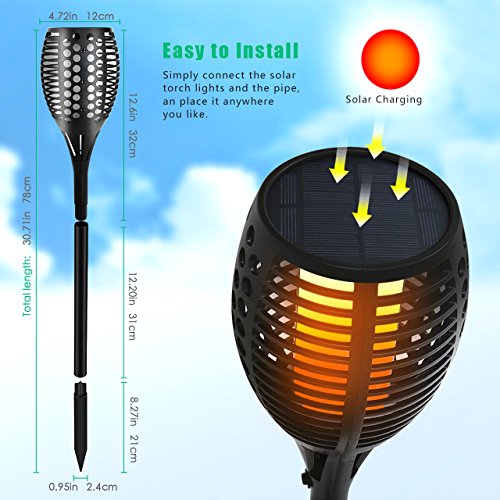 Solar Torch Light Outdoor, Aityvert Flickering Dancing Flames Lights Landscape Decoration Wireless Lighting Dusk to Dawn Waterproof Security Light for Garden Patio Deck Yard Driveway Pathway 2 Pack