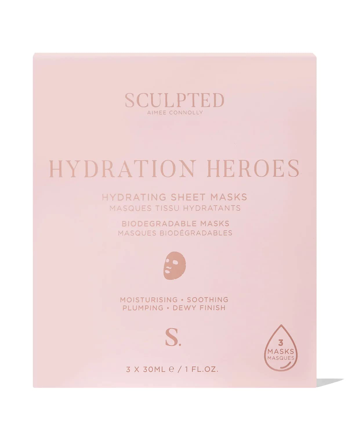 Hydration Heroes Sheet Masks by Sculpted by Aimee – Includes 3 Moisturising, Earth Friendly, Vegan Masks to Nourish Dehydrated Skin