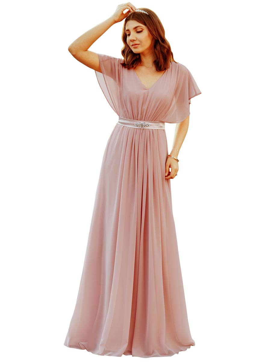 Women Elegant V Neck With Short Flutter Sleeve Empire Waist | Desertcart  Aruba