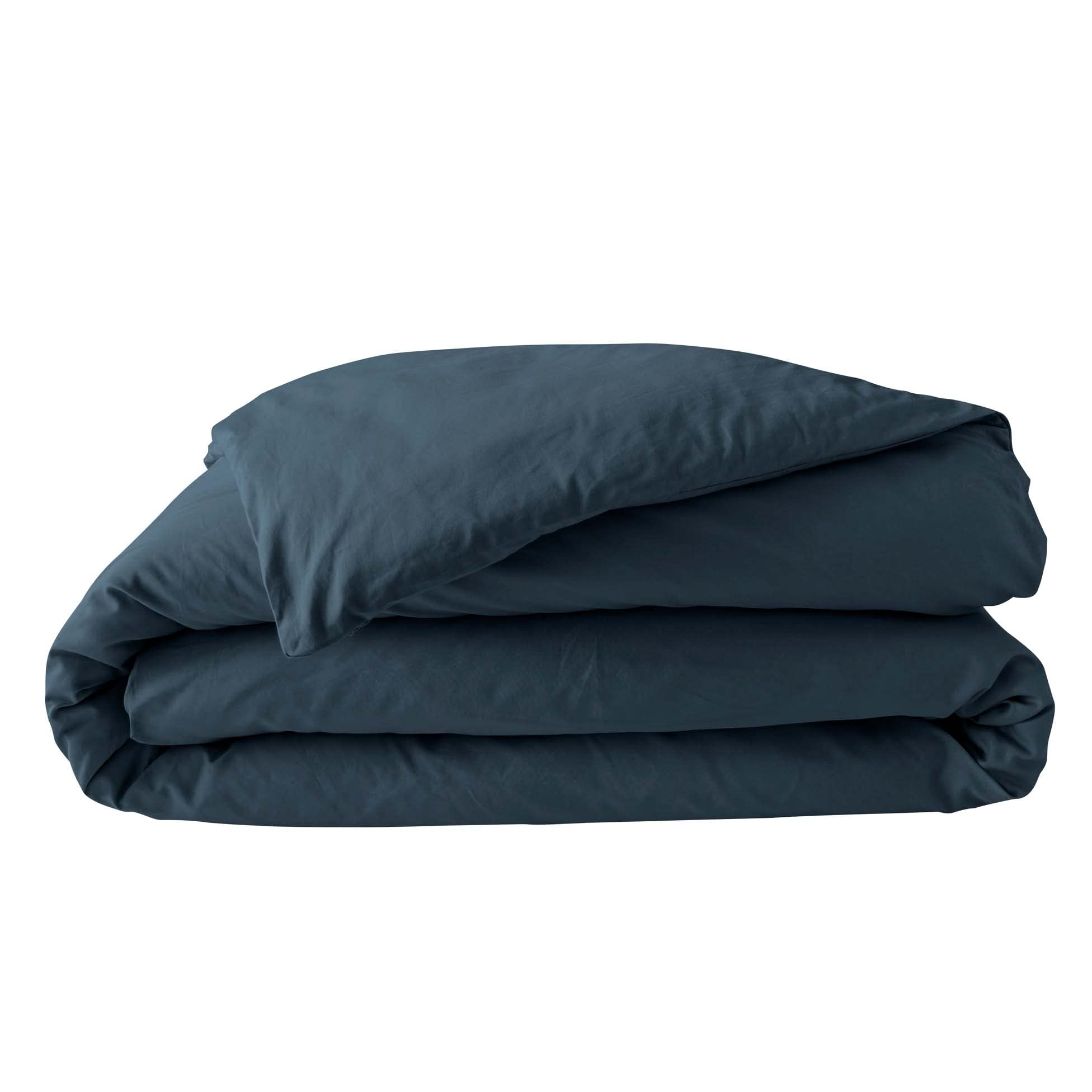 douceur d'intérieur, Duvet Cover (260 x 240 cm) Percaline Midnight Blue, Cotton Percale