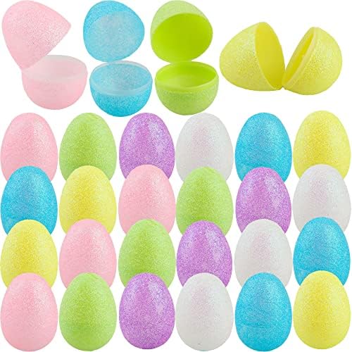 Cagemoga 78 Pack Glitter Easter Eggs Pastel Plastic Easter Eggs