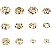 INSPIRELLE 120pcs Spacer Beads Gold Plated Long-Lasting Heishi and Rondelle Bead for Jewelry Bracelet Necklace Making