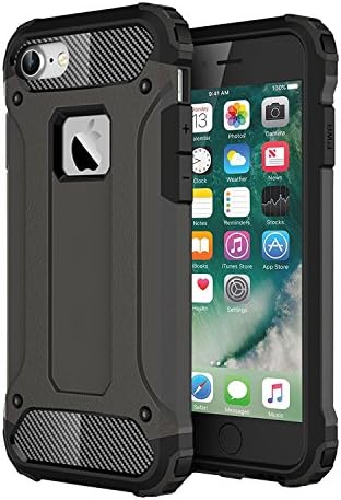 iPhone 8 Case, iPhone 7 Case, JTCTC Full Body Military Grade Extreme Protective Hybrid Bumper Armor Case with Drop Protection Shatter and Scratch Resistant for Apple iPhone 8 / 7 (Black)