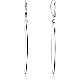ALEXCRAFT 925 Sterling Silver & 14K Gold Plated Long Dangle Drop Earrings for Women Minimalist Hypoallergenic Vertical Bar Leverback Dangling Earrings Lightweight Daily Fashion Jewelry Gifts