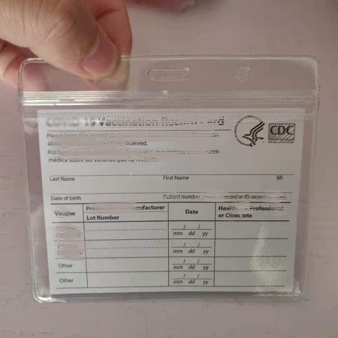 5PCS CDC Badge Holders 4 X 3 Inches Record Cards Protector Holder Clear Vinyl Plastic Sleeve with Waterproof Type Resealable Zip (5) : Office Products