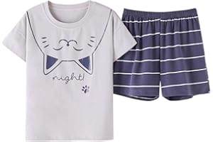 Jashe Summer Pajamas for Girls – Stripe White PJS Pal Cute Jammies Set Big Girl Size 6-18…