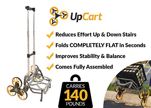 UpCart Hero Stair Climbing Dolly | 140lb Capacity Up & Down Stairs | Perfect Cart for Groceries, Laundry, and Boxes