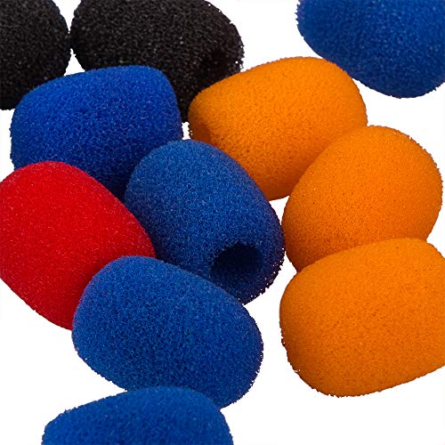 25 Pack Mini Lapel Headset Microphone Windscreen Foam Cover，findTop Lavalier Microphone Windscreen Assorted Colors (10 Black, 5 Orange, 5 Blue, 5 Red) - Thumbnail 2