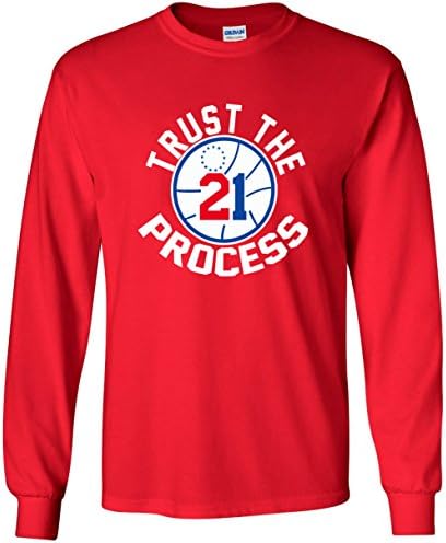 LONG SLEEVE Red Philadelphia Embiid "Trust the Process" T-Shirt