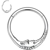 FUNLMO 16G Crescent Moon Face Septum Ring Nose Ring Daith Piercing Jewelry 316L Surgical Steel Septum Jewelry Unique Helix Tragus Piercing Jewelry Cartilage Earring