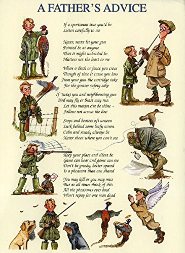 10 Notecards with envelopes."A Father's Advice" by Bryn Parry. A great shooting or hunting gift. Perfect for Thank you letters, invites etc