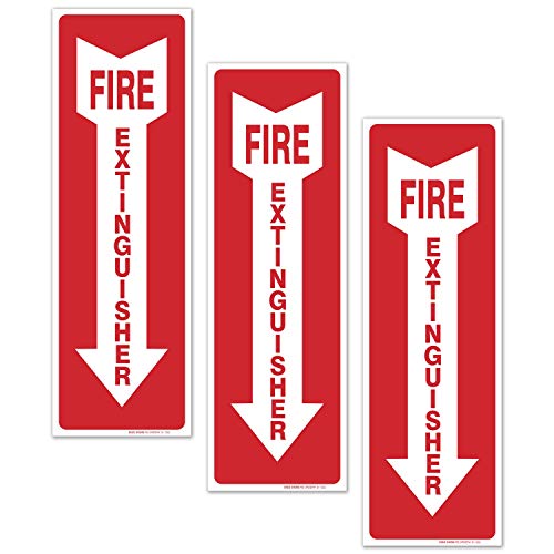(3 Pack) Fire Extinguisher Sign, Fire Extinguisher Stickers, 4x12