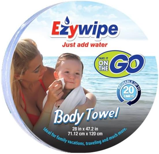 Ezywipe - Compressed Body Towel Pack of 6 for Travel Camping Home