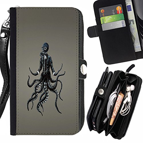 QUEEN PATTERN FOR SAMSUNG GALAXY S7 EDGE Goth Punk Octopus Gasmask Zipper Wallet With Strap Card Holder Case Cover