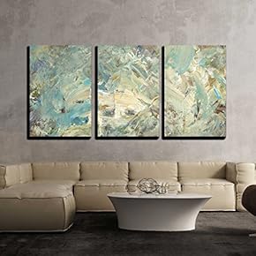 3 Piece Canvas Wall Art - Analog Painted Background, Created with Brushes and Painting Knife - Modern Home Art Stretched and Framed Ready to Hang - 16"x24"x3 Panels