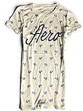 Aeropostale Women's Embroidered Level Two Graphic Tee Shirt (Medium, White/Cream)