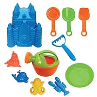 Present Avenue 11 Piece Sand Castle Mold Beach Toy Set with Shovels Scoops and sea Creature molds (Color Varies)