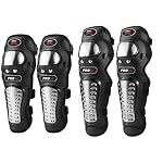 Autofy Alloy Steel Elbow Guard Knee Guard Shin Protector for Bikers Riders Bike Motorcycle (Black Set of 4)