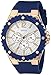 GUESS Women's U0452L3 Sporty Oversized Multi-Function Watch on a Comfortable Navy Blue Silicone Strap with Rose Gold-Tone Accents