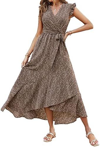BTFBM Summer Floral Maxi Dress for Women 2025 Vacation Ruffle