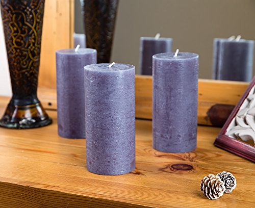 Charcoal Pillar Candles Set of 3 3" x 6" Black Dark Grey Gray Unscented Dripless for Weddings Home Decoration Relaxation Spa Church - Thumbnail 2
