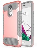 LG Phoenix 3 Case,LG Aristo Case,LG K8 2017 Case,SLMY[Shock Absorption]Slim Fit Heavy Duty Drop Protection Hybrid Armor Defender Cover for LG Phoenix 3/LG Aristo/LG LV3/LG K8 2017-Rose Gold/Gray