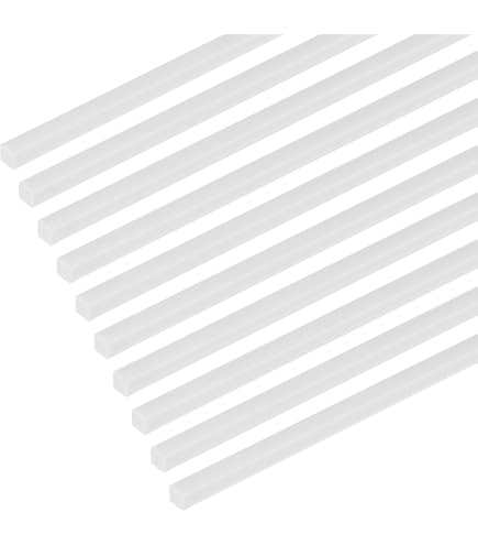 Lot 10 Barres Pleines ABS Blanches Carrées 250 Mm - De 1x1 Mm à 10x10 Mm - Idéal Modélisme Et DIY Précision