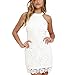 Fedi Apparel Women's Halter Neck Wedding Dress Midi Lace Party Cocktail Dress