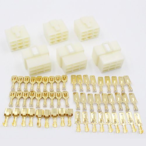 EMeskymall 3 Set 9Pin Way 6.3mm 1/4 inch Male Female Socket Plug Connector with Terminals for Motorcycle Car