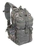 Mens Molle Tan Digital Camo 2L Hydration Ready Sling Bag with Key Ring Carabiner + 2 Zipper Pulls