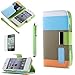 ATC Lumsing(TM) Hybrid Apple iPhone 4/4S Credit Card Hard Print Patterned Shell Smart Rerto Floral Leather Flip Wallet Case Stand with Silicone Core + Screen Protector & Stylus
