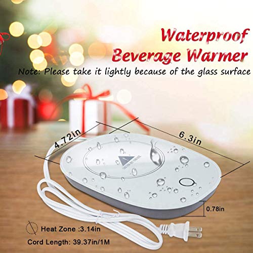Coffee Mug Warmer with Straws Ariskey Auto Shut On/Off Beverage Warmers Plate Electric Gravity Smart Cup Warmer Pad For Desk Office and Home Office Use (Up to 131℉/55℃)with 2PCS Stainless Steel Straws and Cleaning Brush