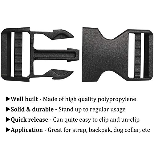 Plastic Buckle 1 Inch Dual Adjust Side Quick Release Replacement Clips with TriGlide Slides