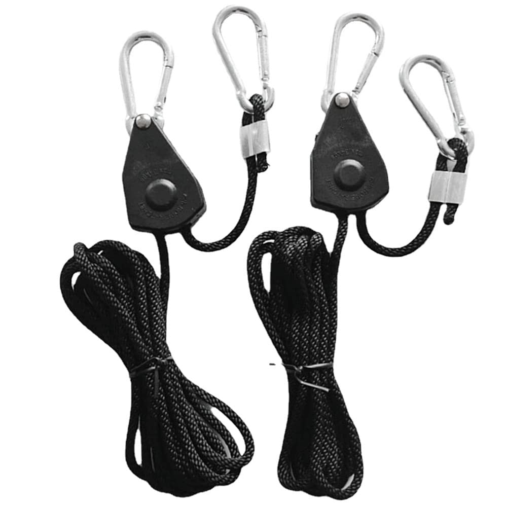 Tiardey 2PCS of 1/8" Adjustable Grow Light Rope Hanger,Fully Locking Tear&Rust Resistant Ratchet for Grow Light,fixture and more