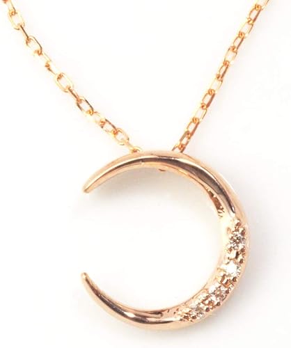 Amazon K10金 ダイヤモンド ムーン ネックレス 月 モチーフ 三日月 K10ホワイトゴールド ネックレス 通販