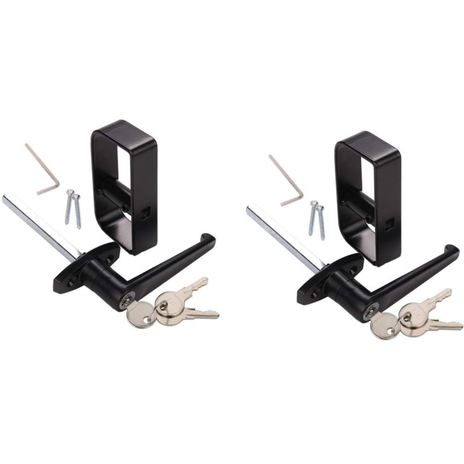 QZATACAEN Shed Door Lock L-Handle Lock kit Keyed Alike Keys and Screws, 4.5 inch / 114 mm Stem Barn Playhouse & Chicken Coop Door Lock 2 Kits