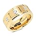 100S JEWELRY Gold Tungsten Rings For Mens Cubic Zirconia Wedding Bands 3 CZ Inlaid Jewerly Size 8-15