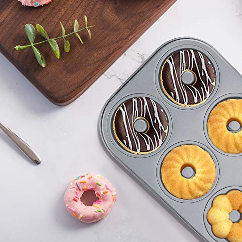 Donut Baking Pans, NonStick 6Cavity With 3 Different Style Donut Pan
