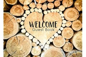 Rustic Log Guest Book for Vacation Home, Cabin Edition: 8.25 x 6 inch size Guest Log Book for Vacation Rental, Airbnb, VRBO and more