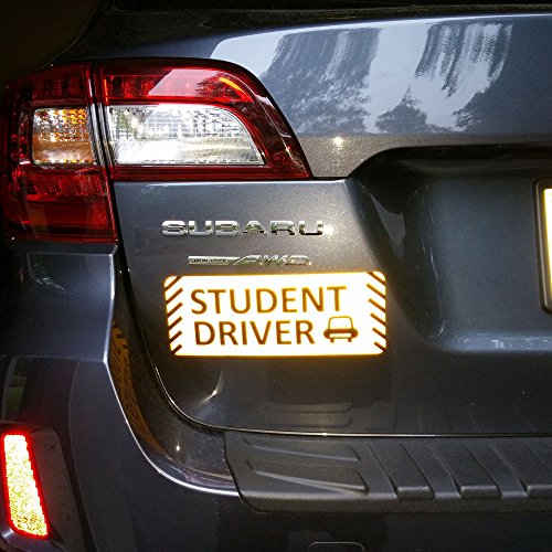 TOTOMO Student Driver Magnet Sticker - (Set of 2) 10"x4" Highly Reflective Premium Quality Car Safety Caution Sign Student Drivers #SDM06