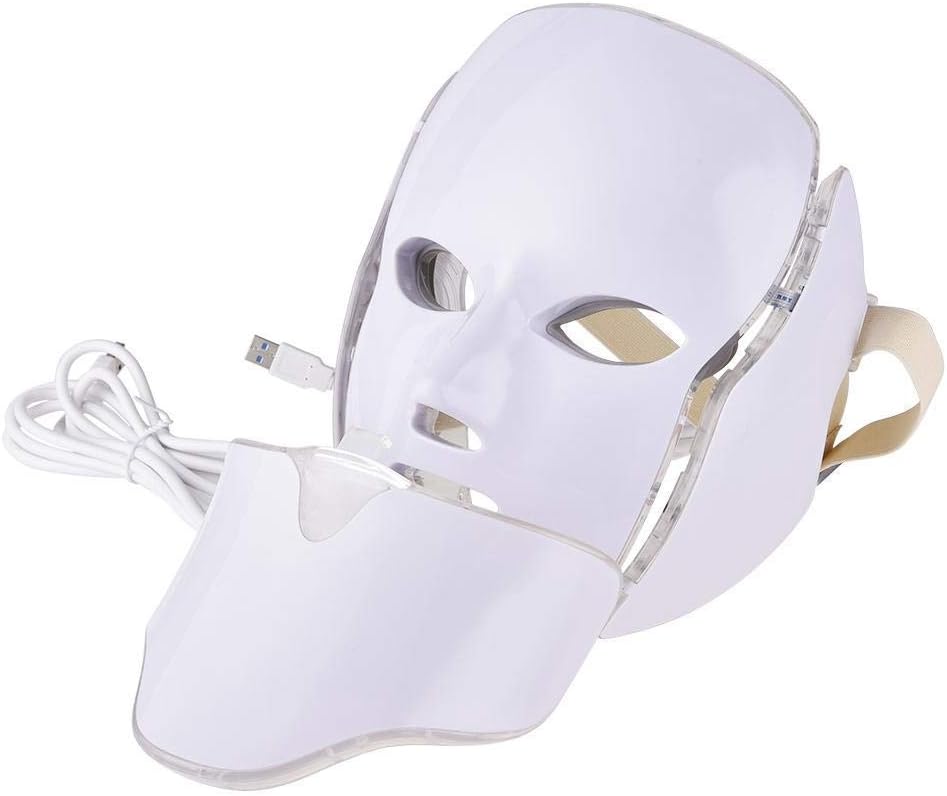 MEISHENG 7 Colors LED Light Facial Mask Photorejuvenation Spectrum Beauty Instrument with Neck Mask Set