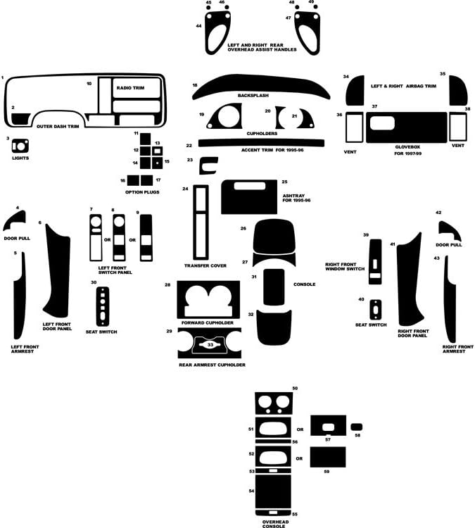 Rvinyl Rdash Dash Kit Decal Trim for GMC Sierra 1995-1998 - Camouflage (Desert)