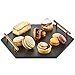 VonShef Natural Slate Cheese Tapas Serving Tray with Brushed Gold Handles, 12 Inches x 13.8 Inches