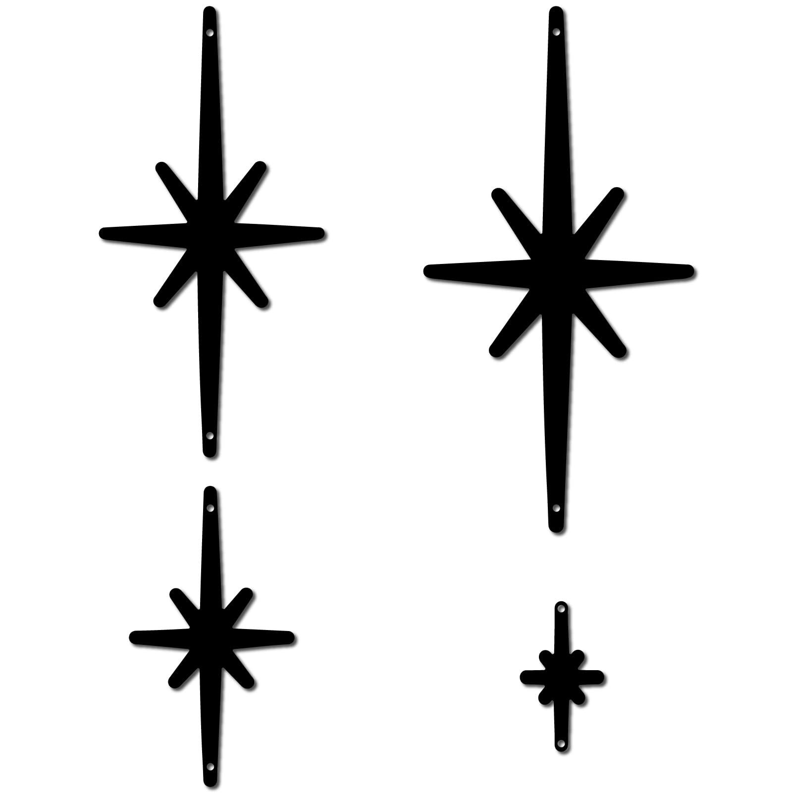 CREATCABIN 4Pcs Metal Star Wall Decor Black Starburst Wall Art Decor 8 Pointed Atomic Stars Sculptures Wall Hanging Decor for Modern Home Accent Office Living Room Bedroom Indoor Outdoor
